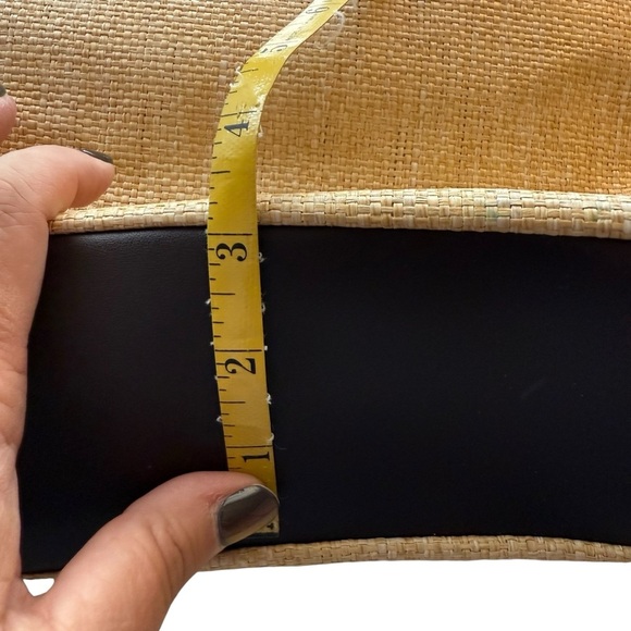 Etienne Aigner Beige and Light Brown Straw Small Shoulder Bag Shoe Charm Casual - Picture 11 of 12